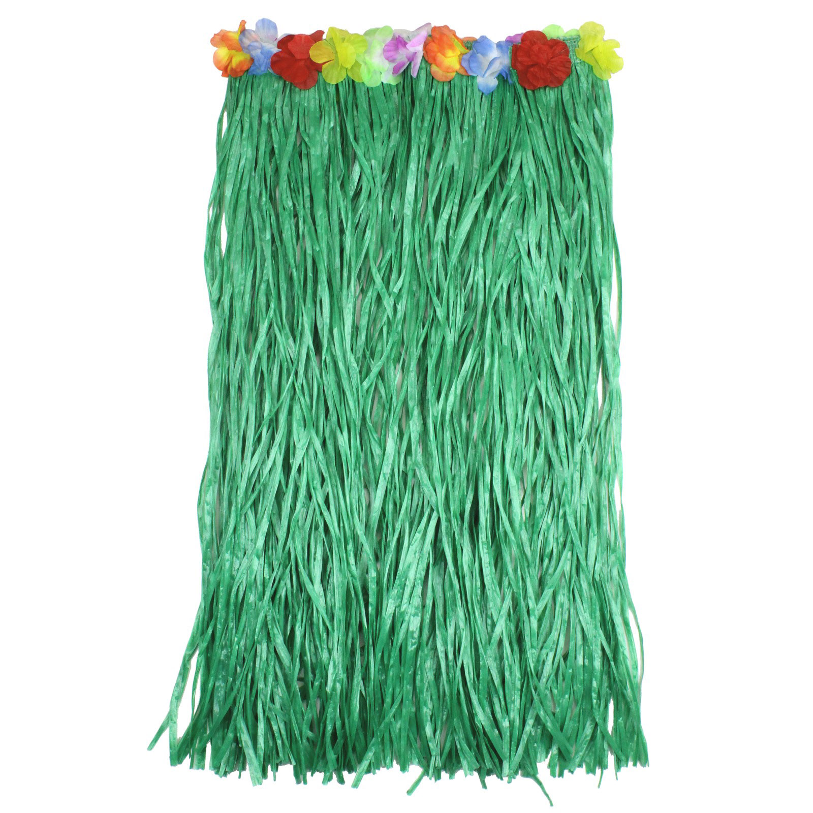 Adult Artificial Green Grass Hula Skirt with Flowers