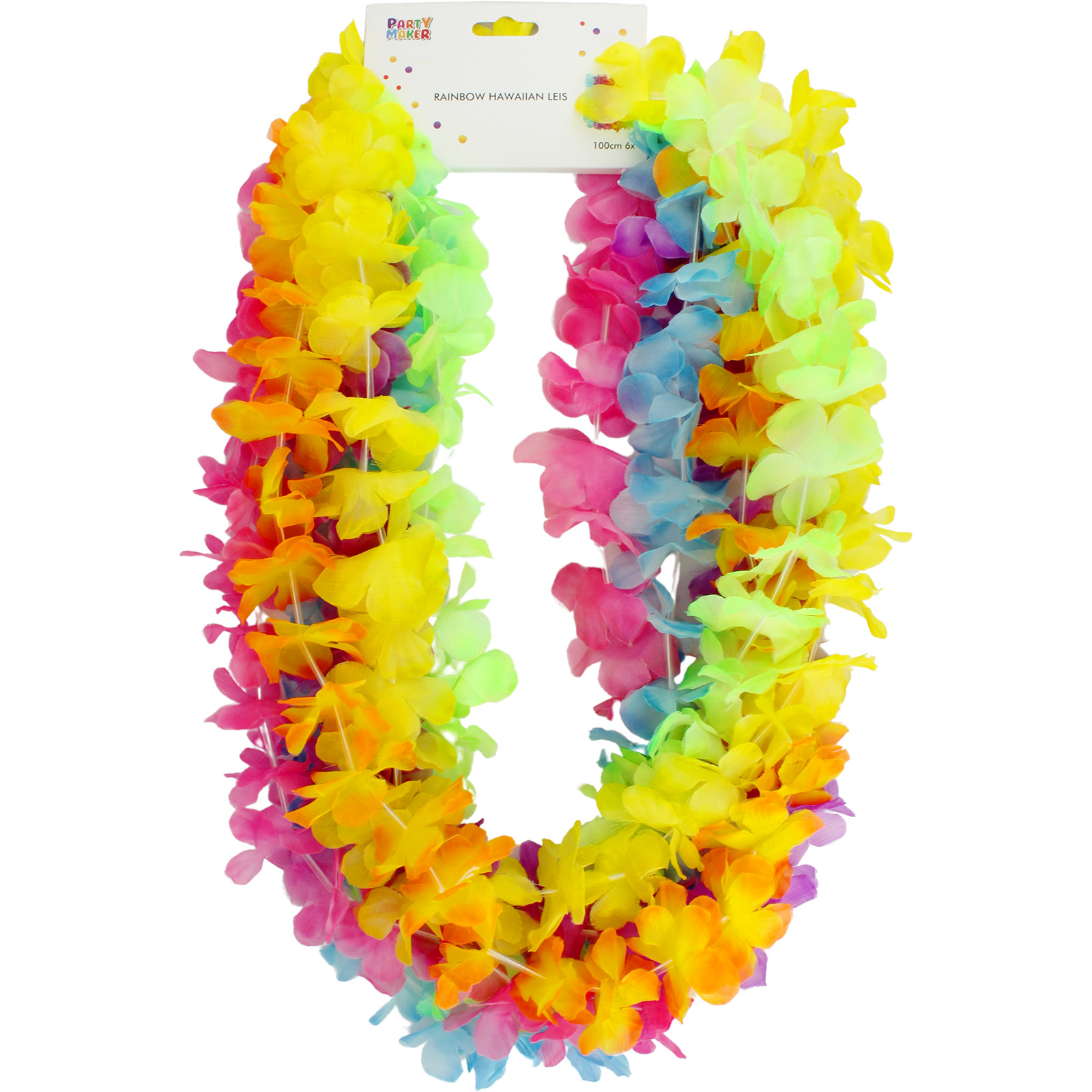 Assorted Rainbow Hawaiian Leis (Pack of 6)