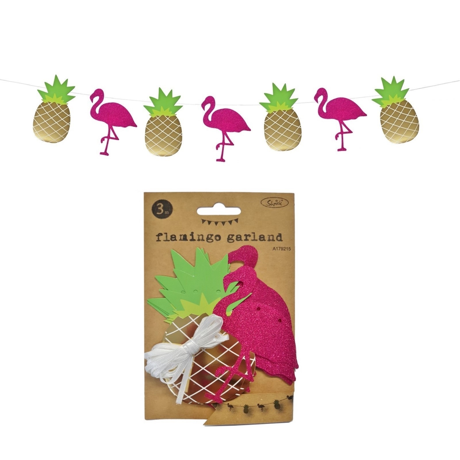 Mini Glitter Flamingo and Pineapple Garland Banner