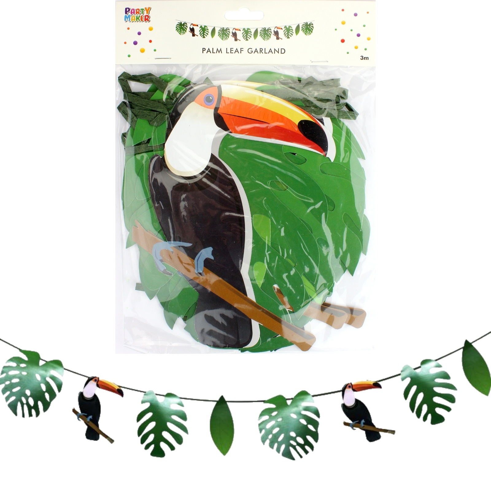 Toucan & Palm Leaf Garland Banner 3m
