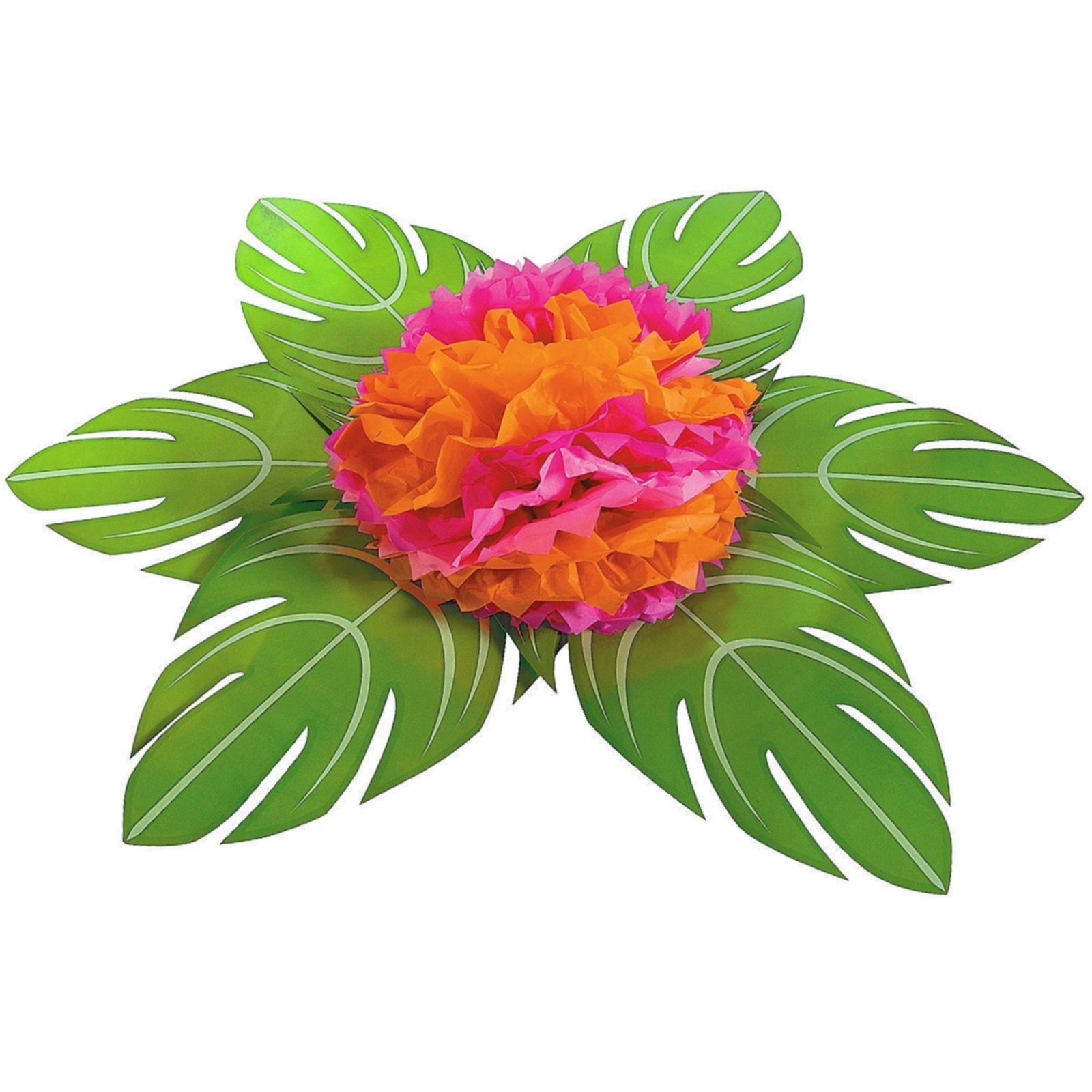 Tropical Palm Leaf and Flower Centrepiece