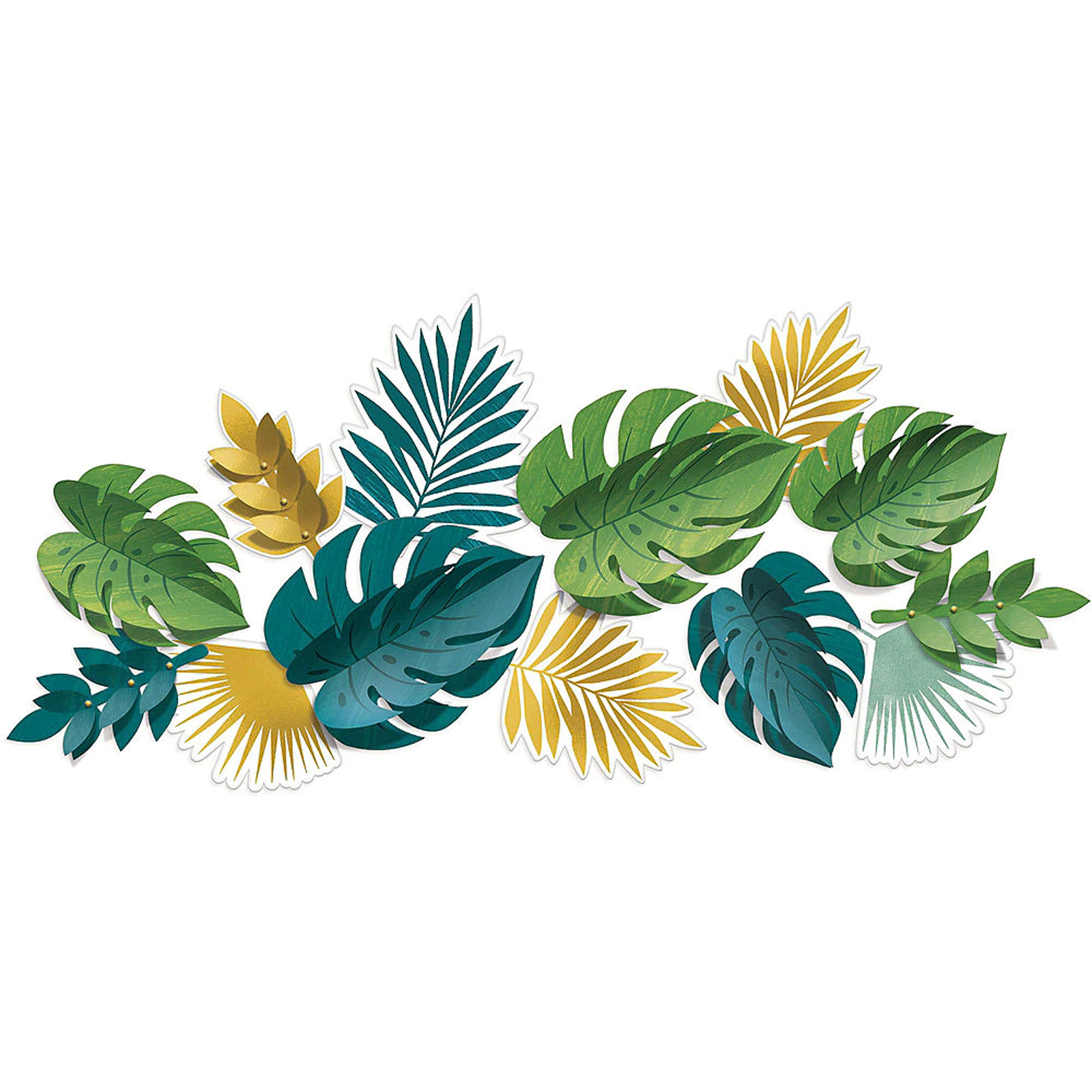 Key West Green & Gold Leaf 3D Wall Decorations (Pack of 13)