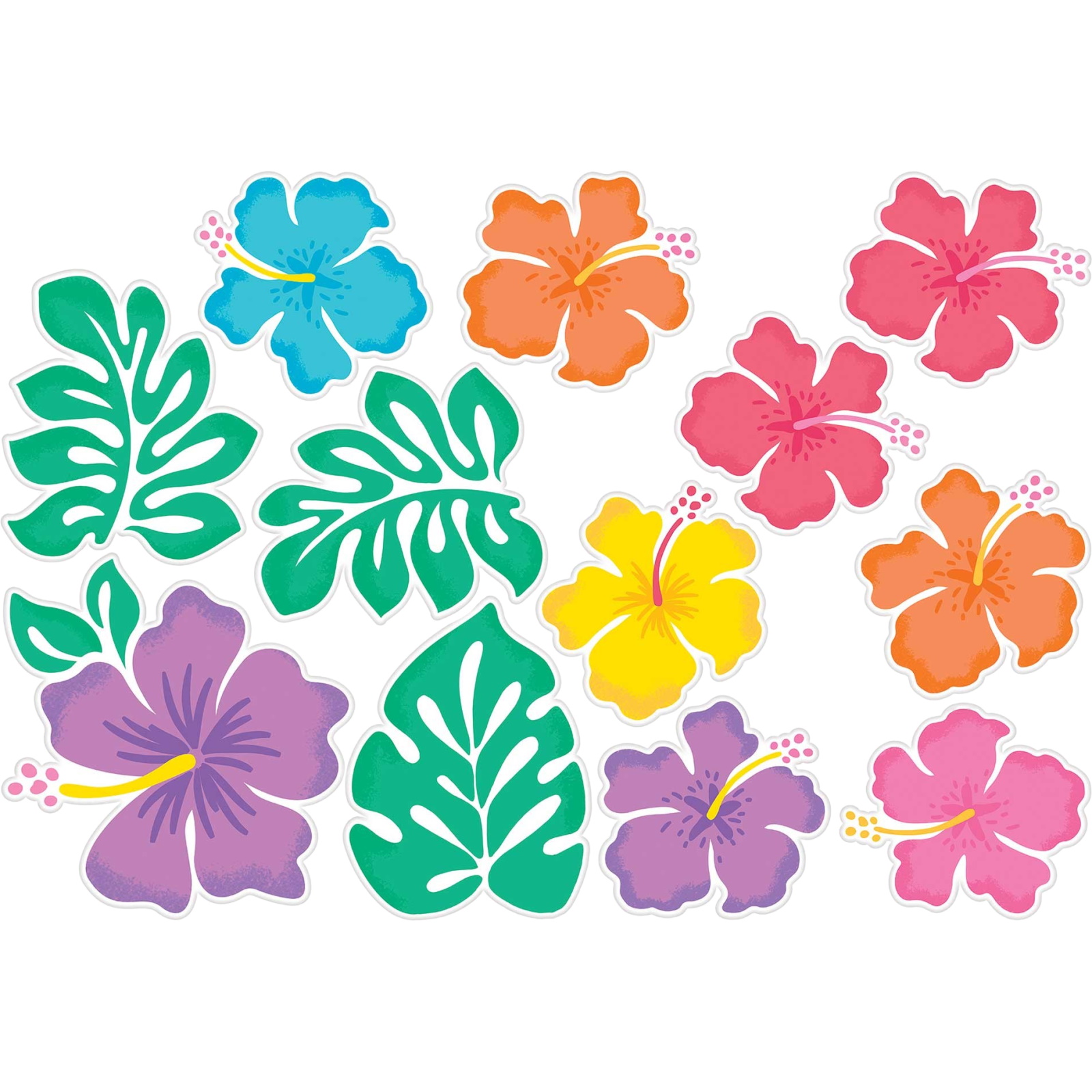 Summer Hibiscus Cutout Wall Decorations (Pack of 12) 