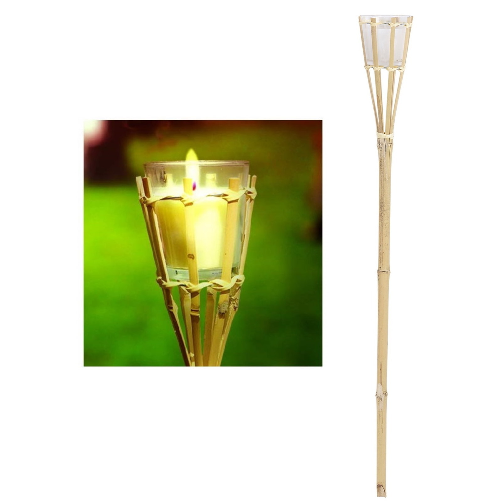 Bamboo Tiki Torch With Citronella Candle (76cm)