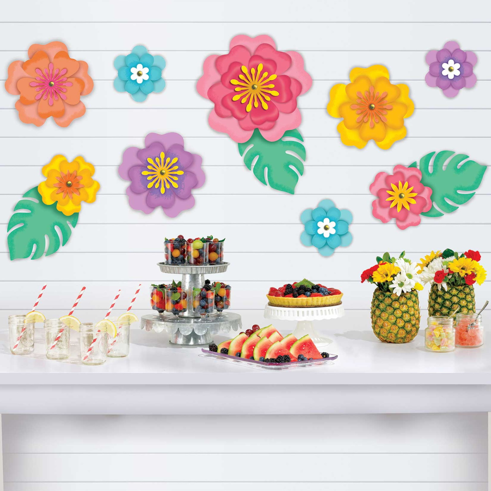 Summer Hibiscus Flower 3D Wall Decorations (Pack of 12)  