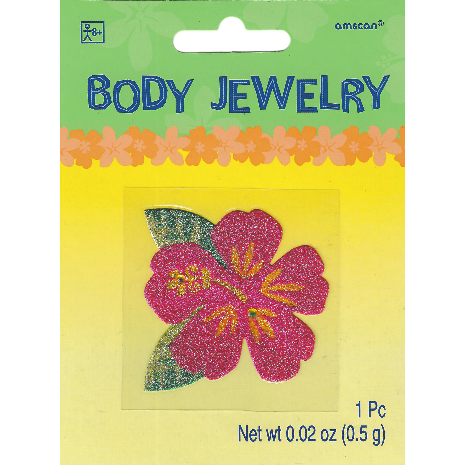 Hibiscus Flower Glitter Body Jewellery Sticker