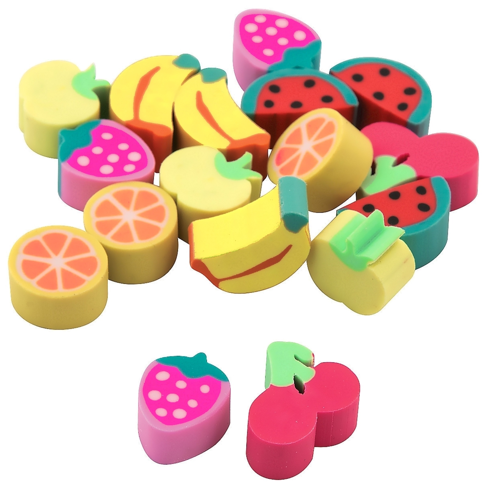 Mini Fruit Erasers Bulk Pack