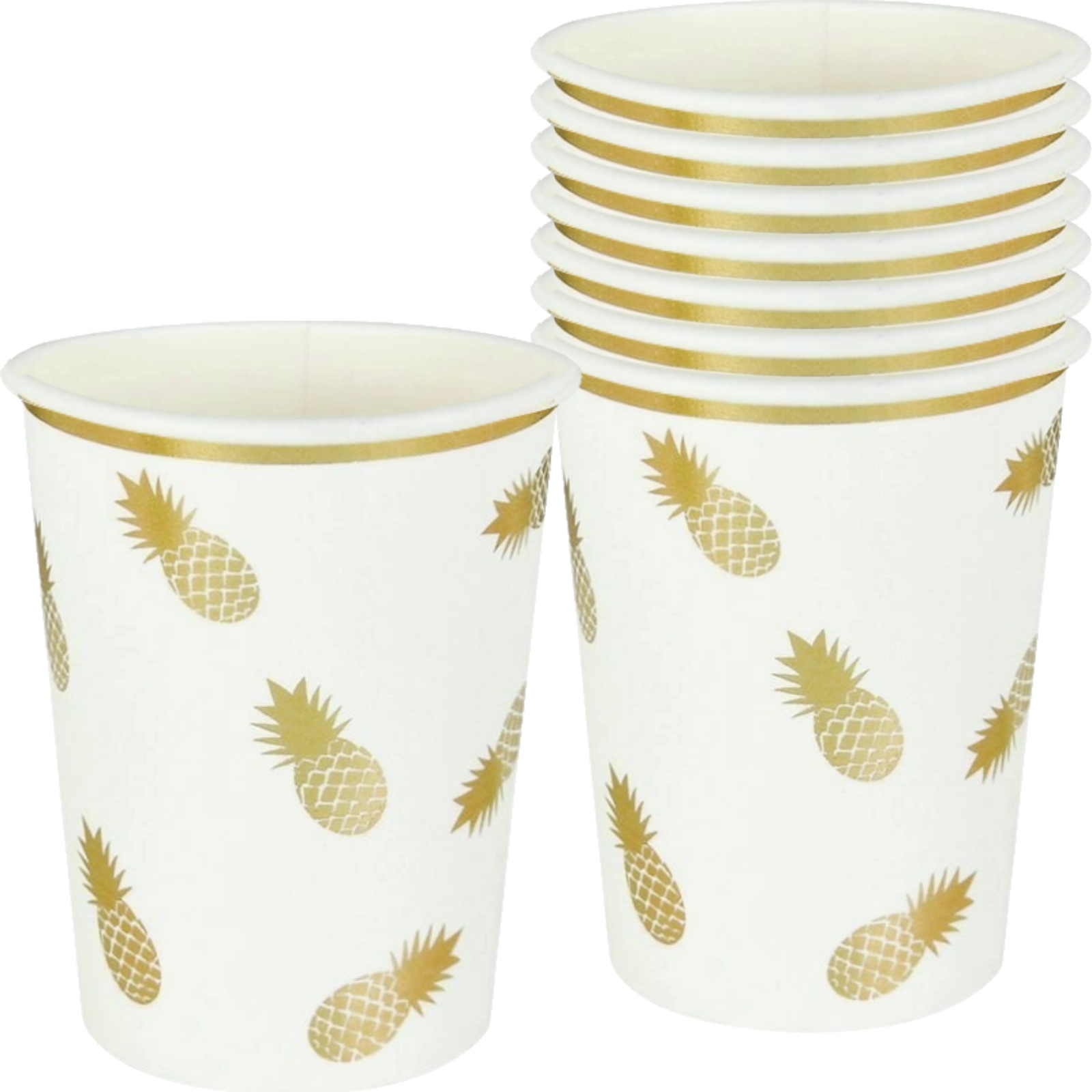 Glitzy Gold Pineapple Paper Cups (Pack of 8)