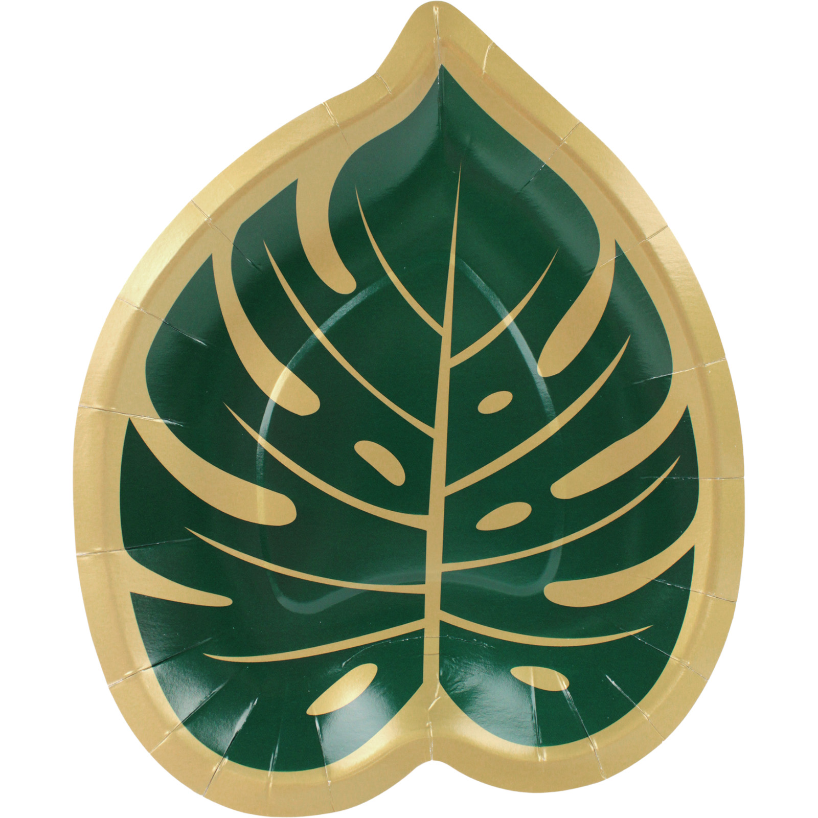 Key West Green and Gold Palm Leaf Small Paper Plates (Pack of 8)