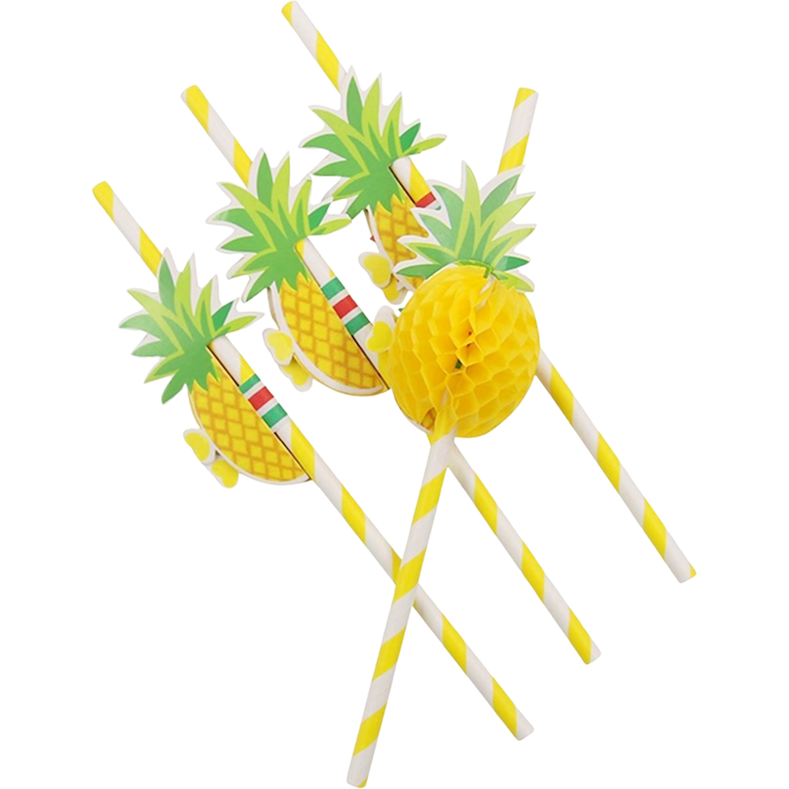 Pineapple Honeycomb Paper Straws (Pack of 12) 