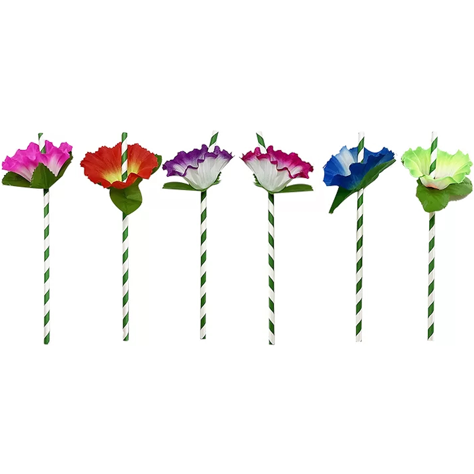 Hawaiian Flower Paper Straws (Pack of 6)