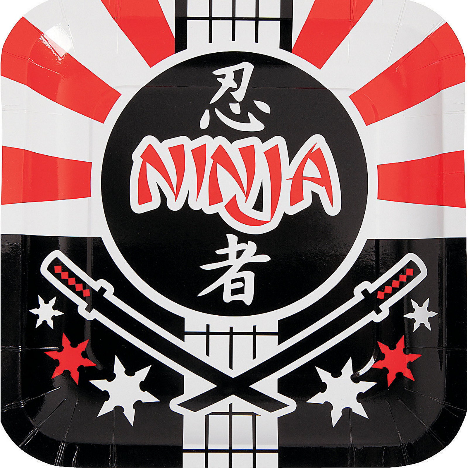 Ninja Warrior Large Square Paper Plates (Pack of 8) 