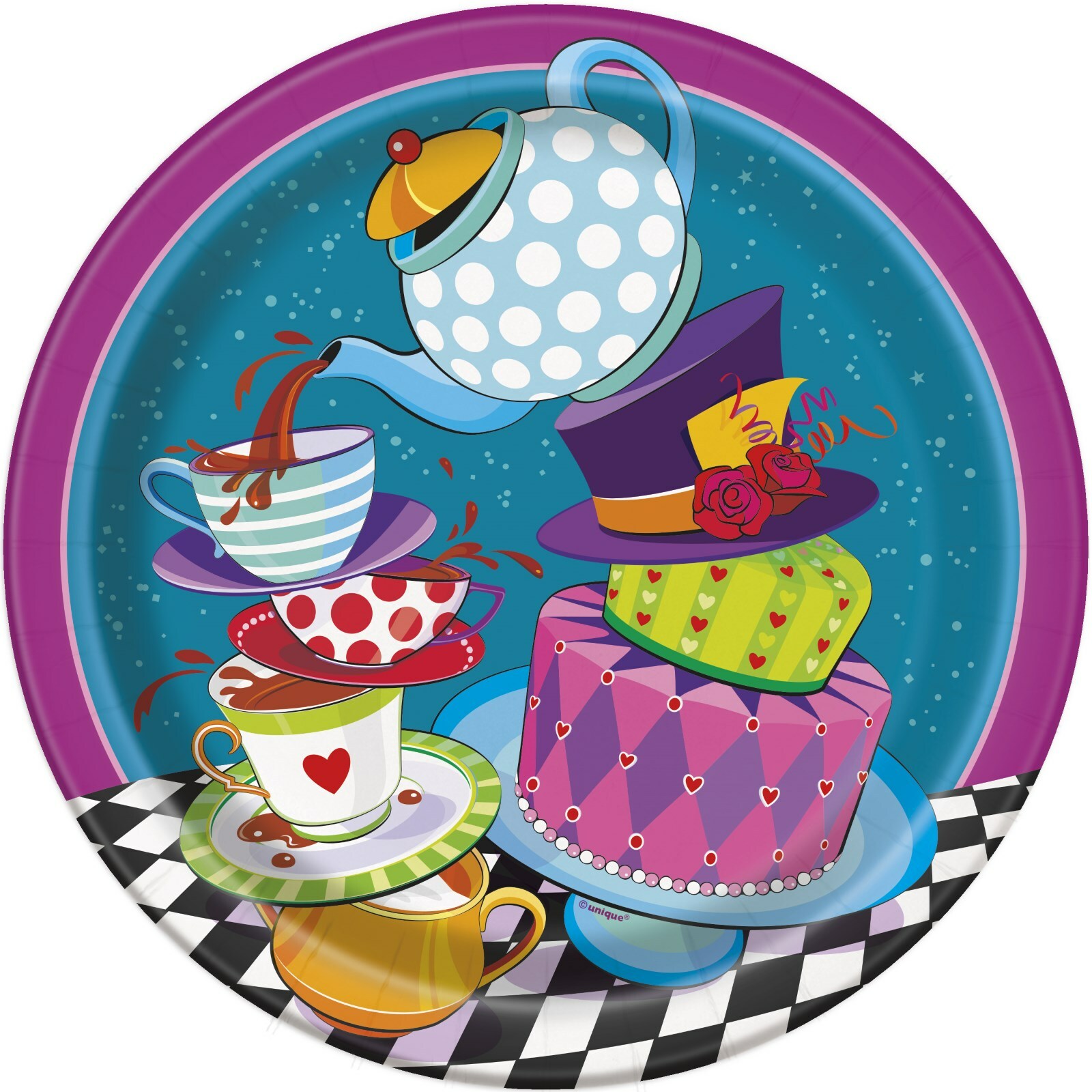 Mad Hatter Tea Party Large Paper Plates (Pack of 8)