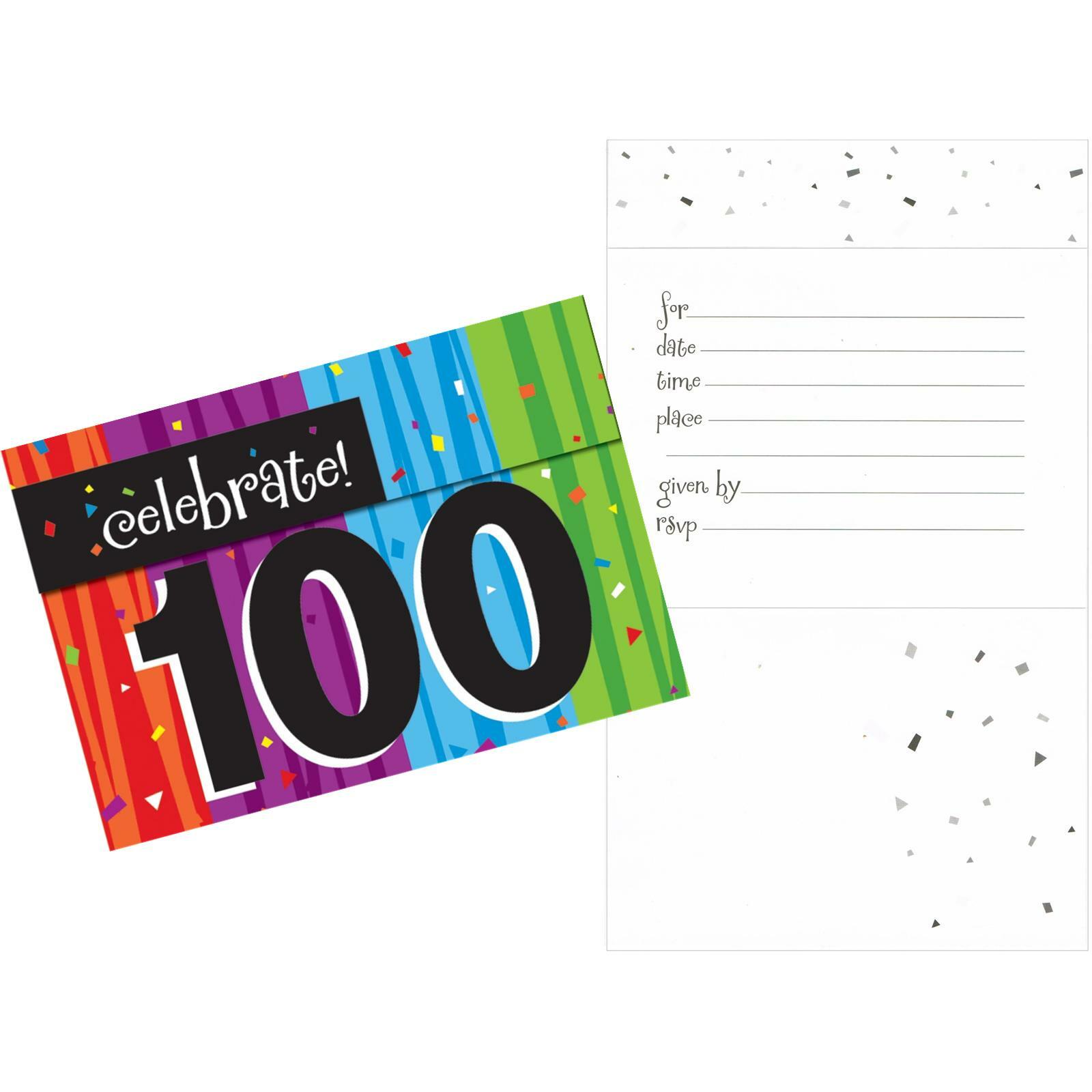 Milestone Celebrations 100th Birthday Party Invitations (Pack of 8)