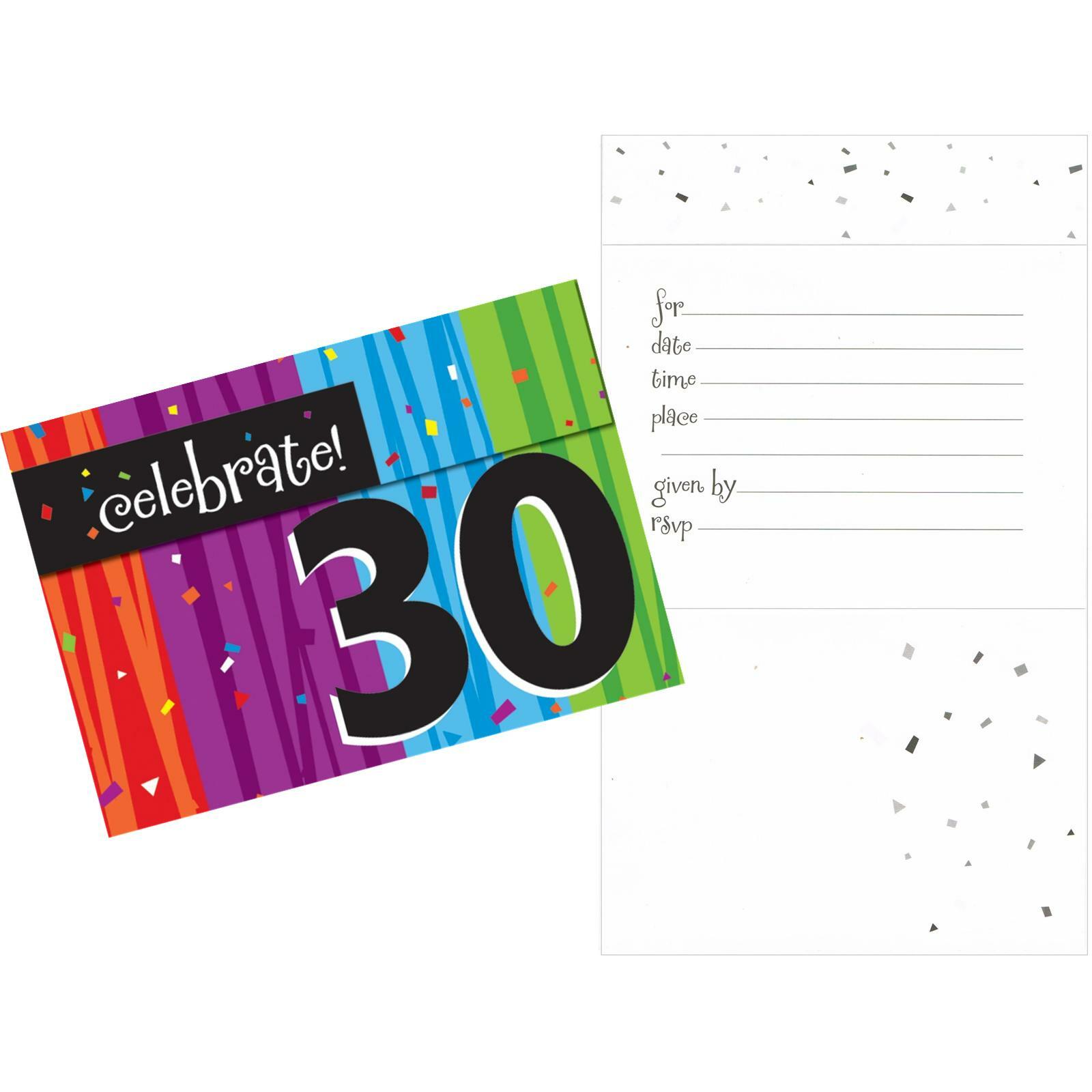 Milestone Celebrations 30th Birthday Party Invitations (Pack of 8)
