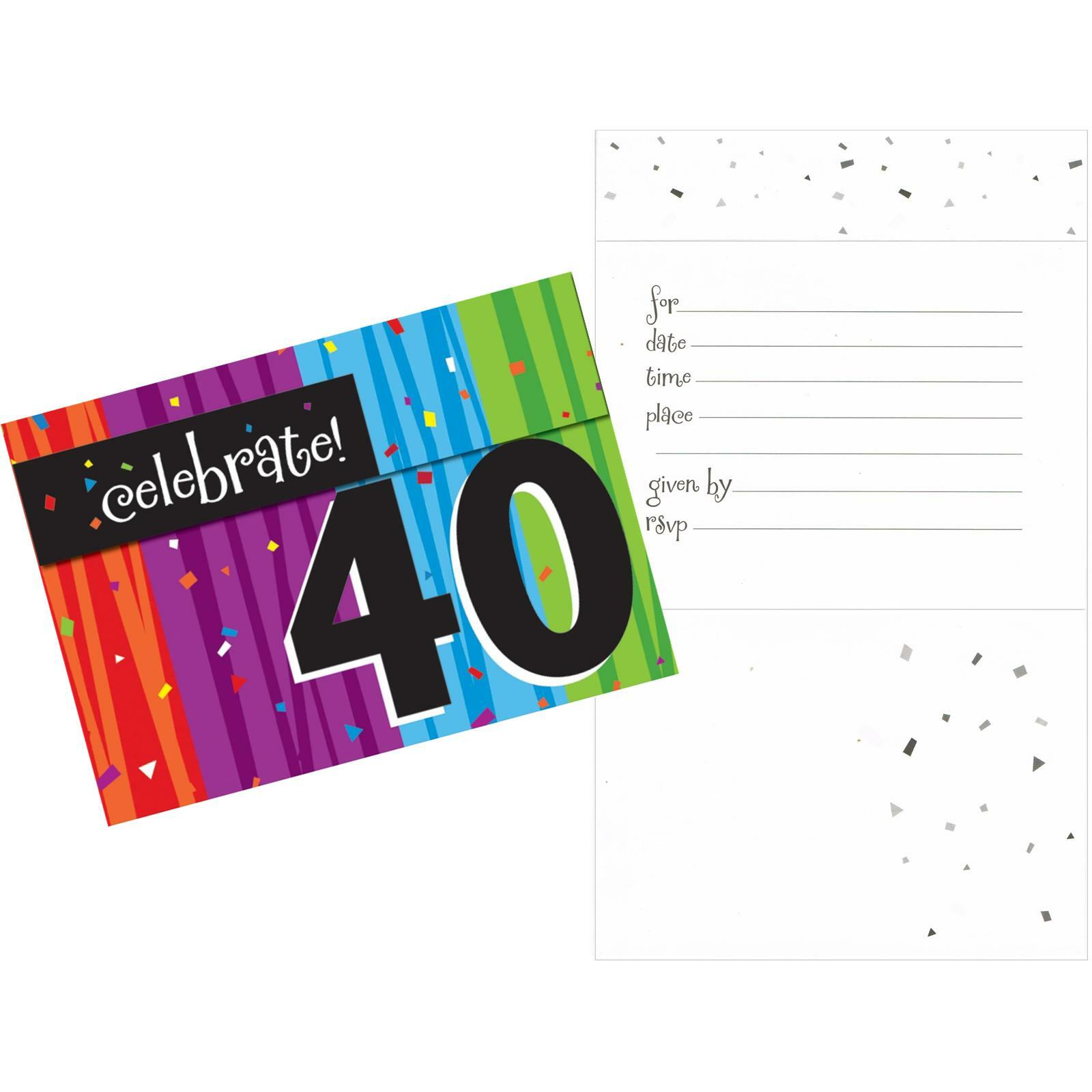 Milestone Celebrations 40th Birthday Party Invitations (Pack of 8)