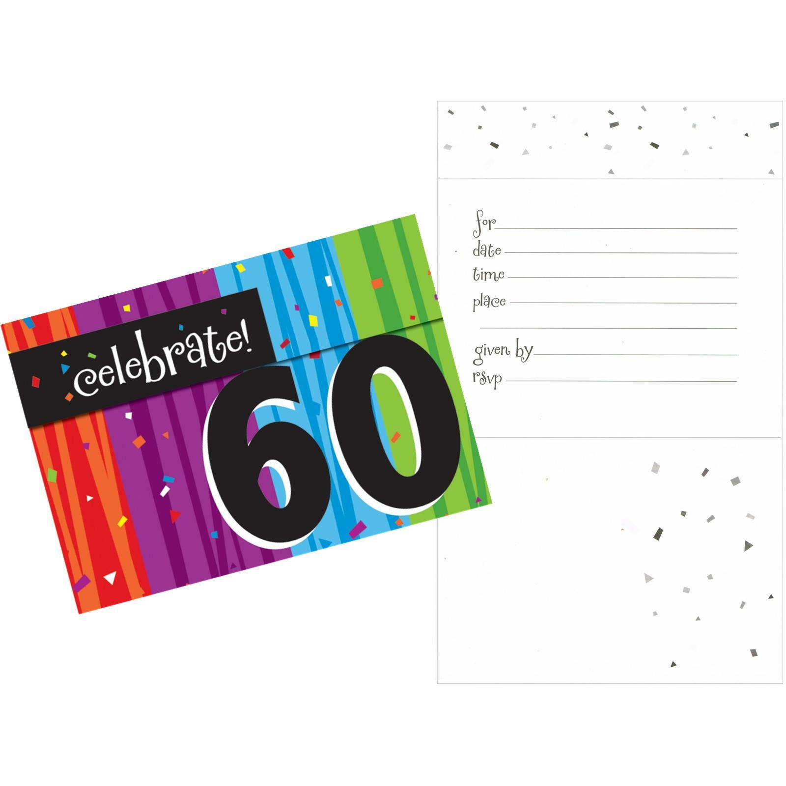 Milestone Celebrations 60th Birthday Party Invitations (Pack of 8)