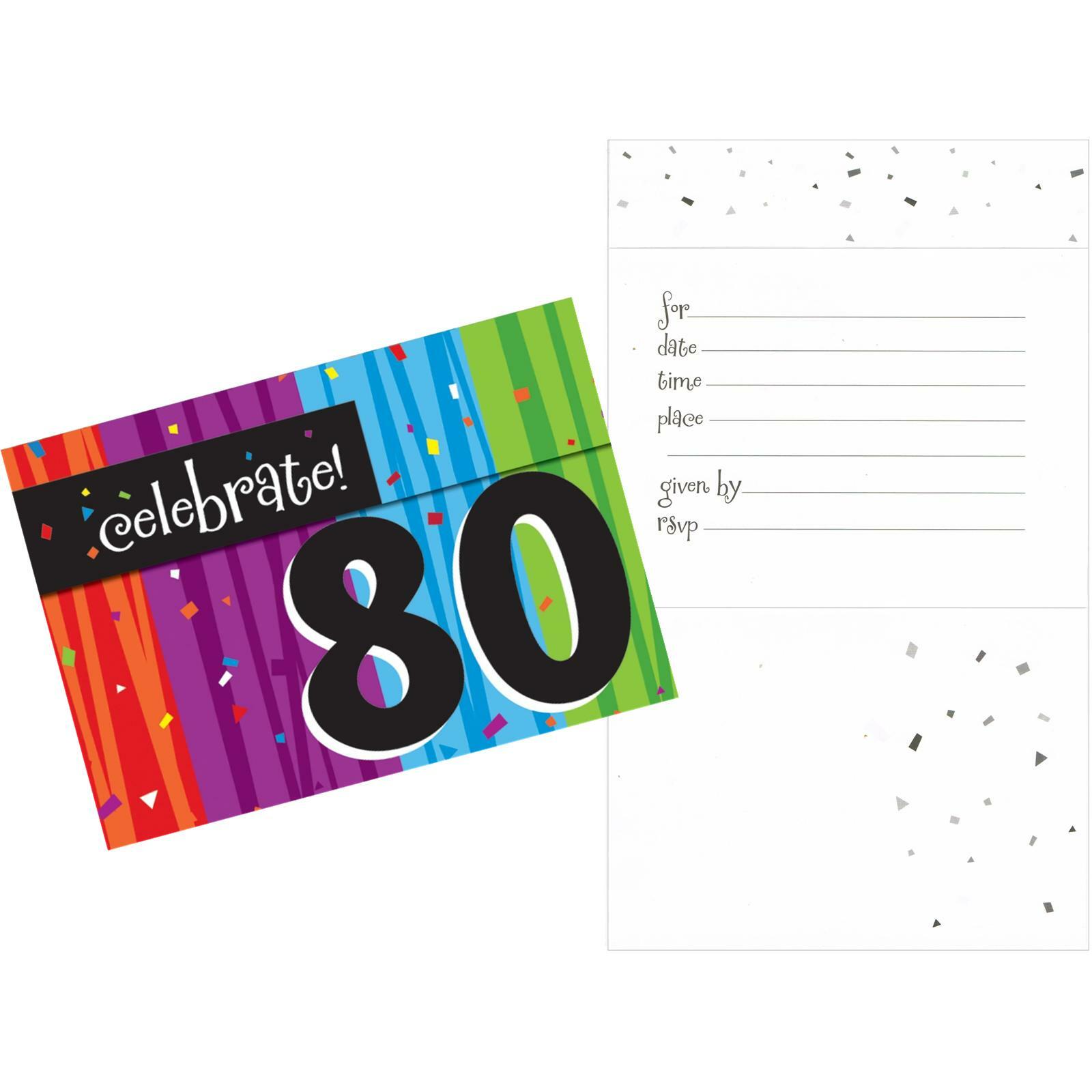 Milestone Celebrations 80th Birthday Party Invitations (Pack of 8)