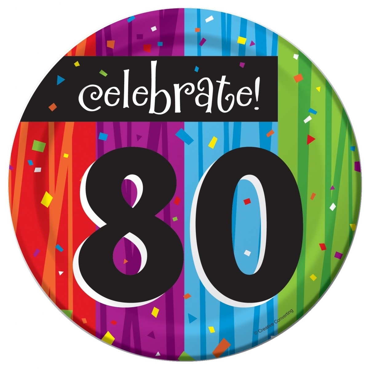Milestone Celebrations 80th Birthday Small Paper Plates (Pack of 8)