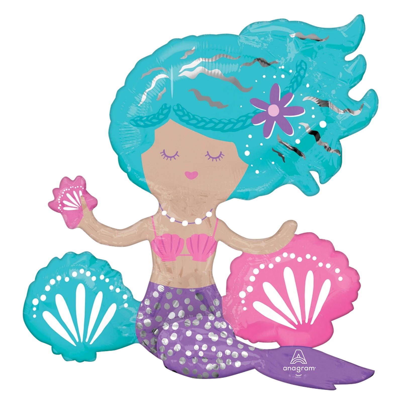 Shimmering Mermaid Air Fill Foil Balloon 45cm