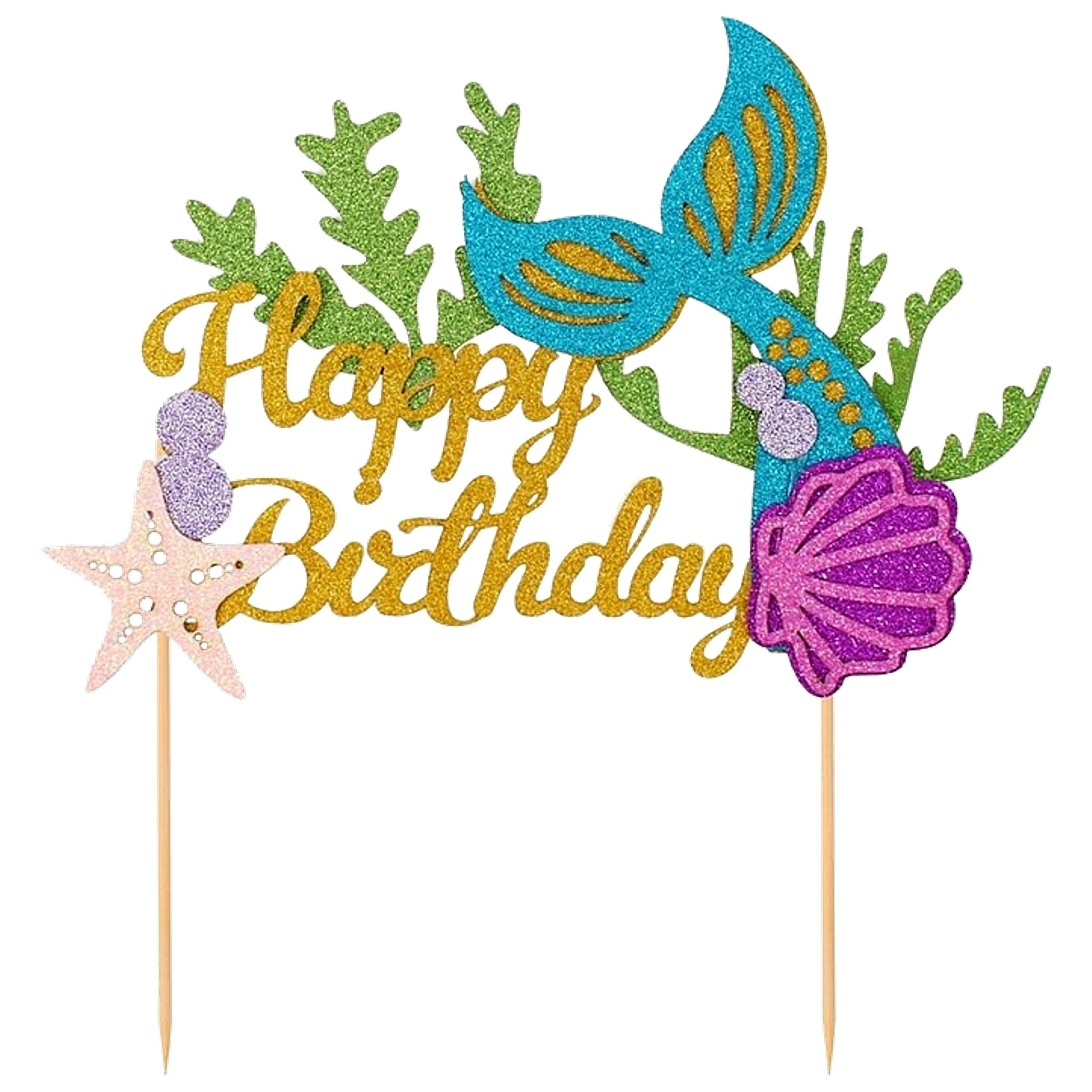 Glitter Mermaid Paper Cake Topper