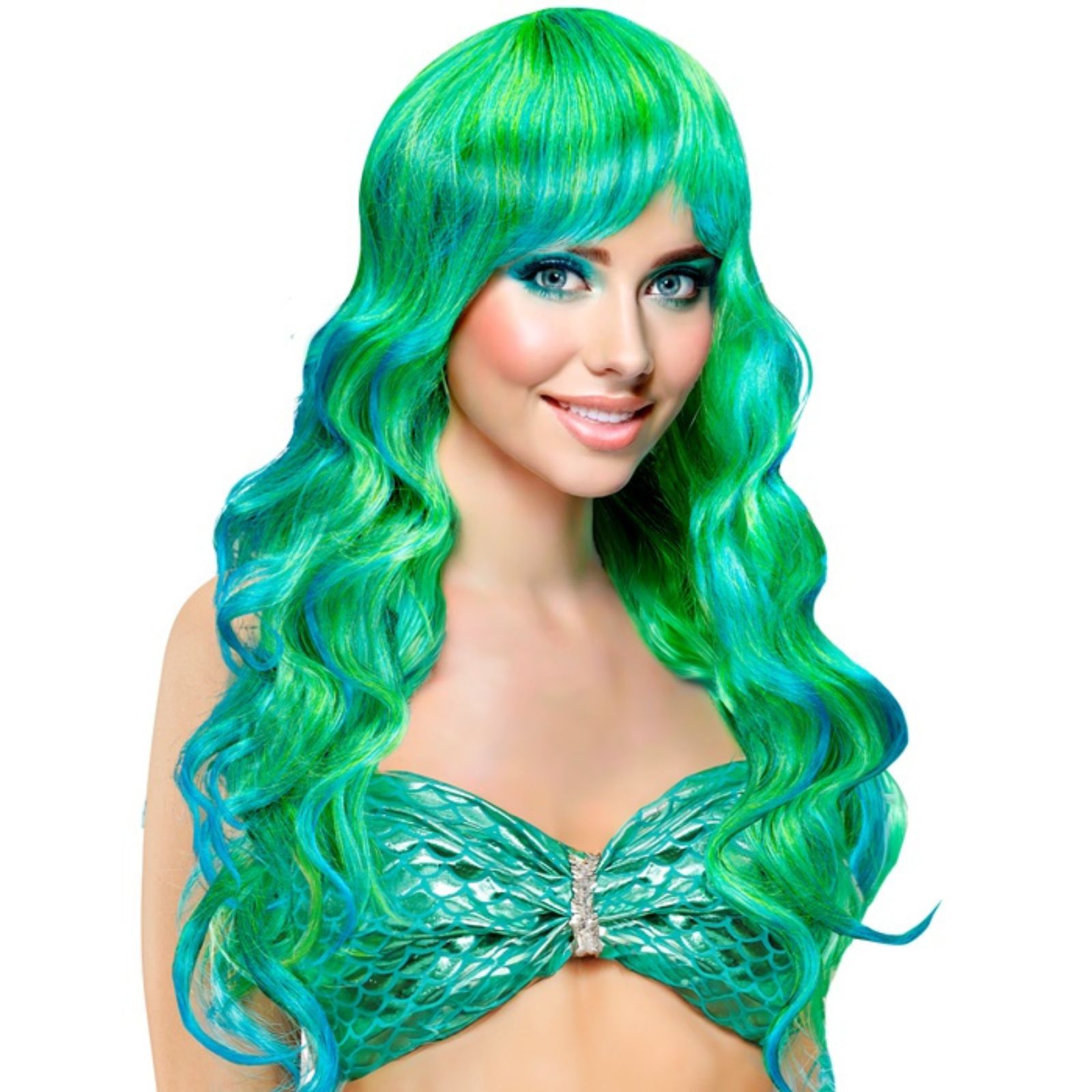 Adult Green and Blue Wavy Mermaid Wig