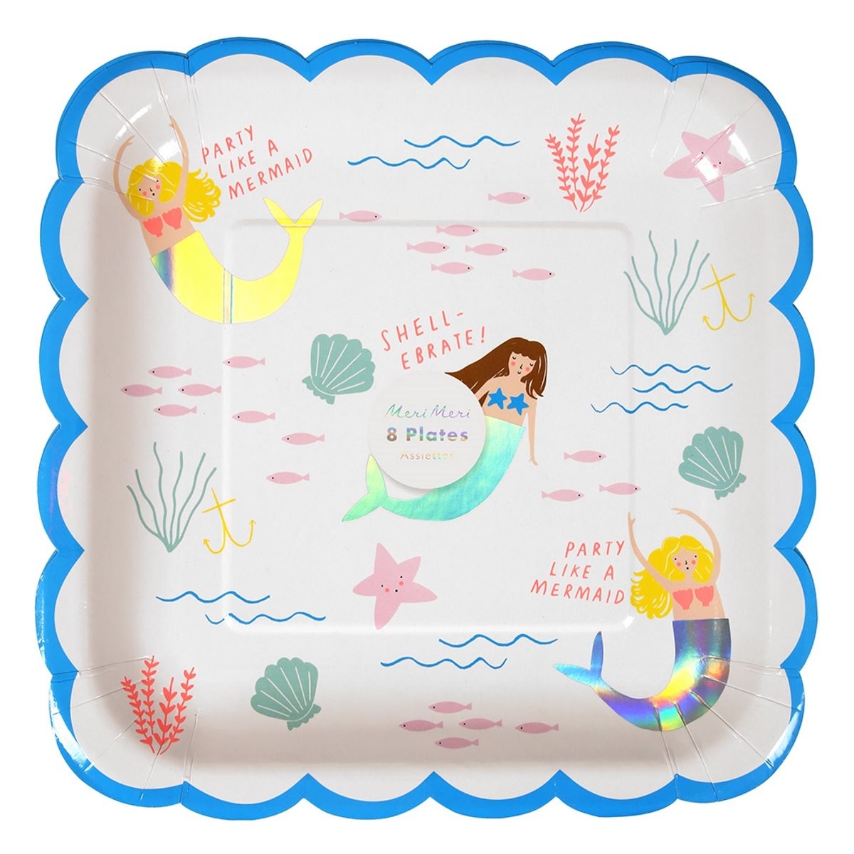 Meri Meri Lets Be Mermaids Large Paper Plates (Pack of 8)