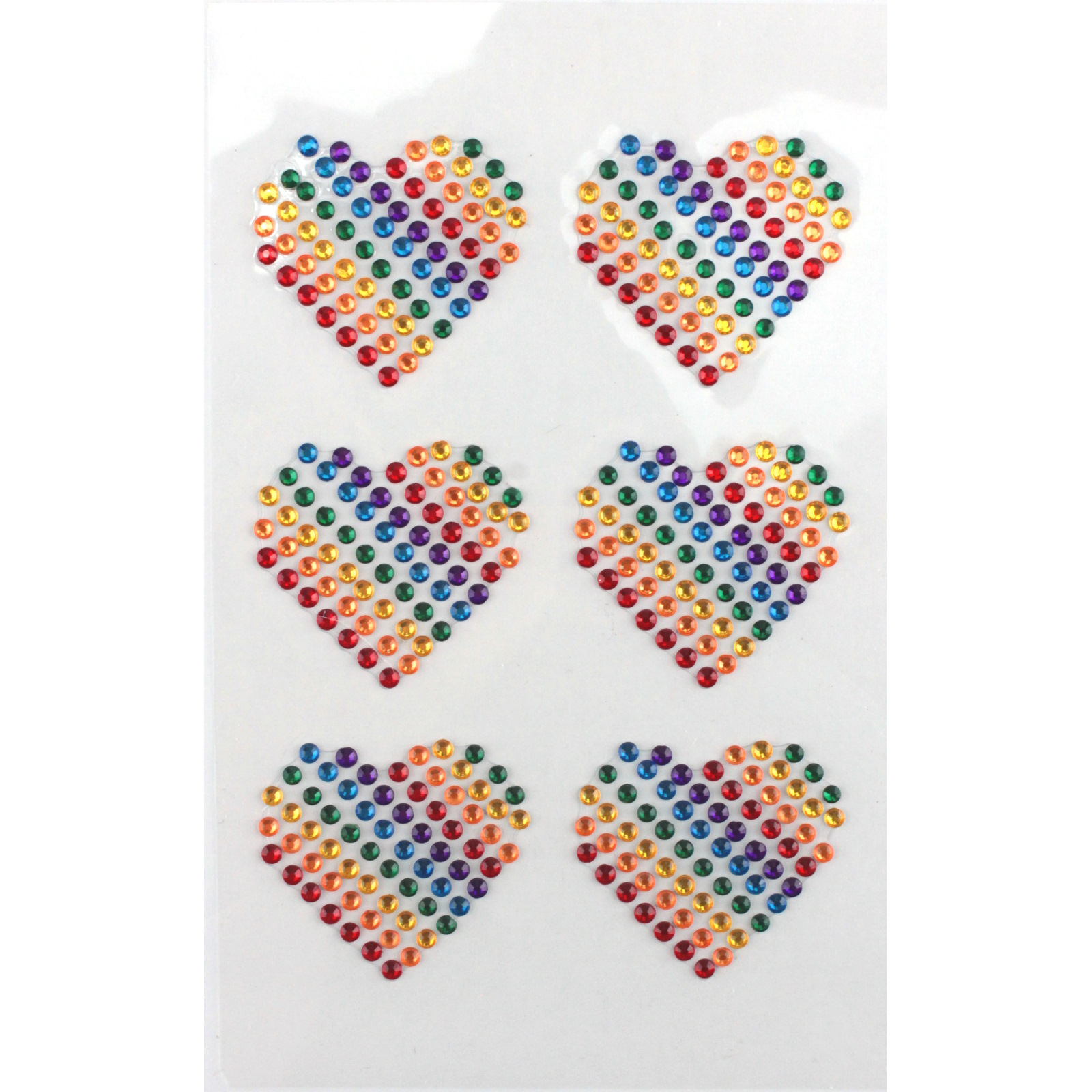 Rainbow Diamante Heart Stickers (Pack of 6)