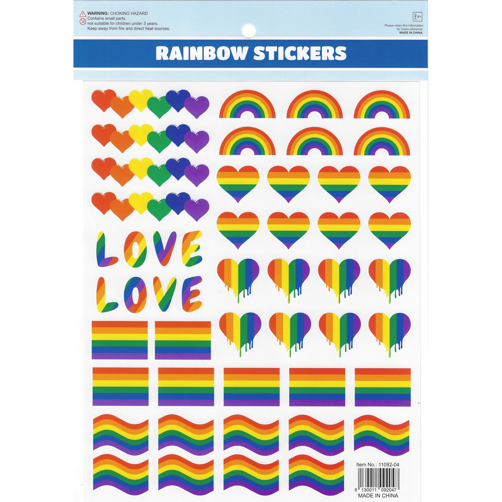 Rainbows, Hearts and Flag Stickers (Pack of 44)