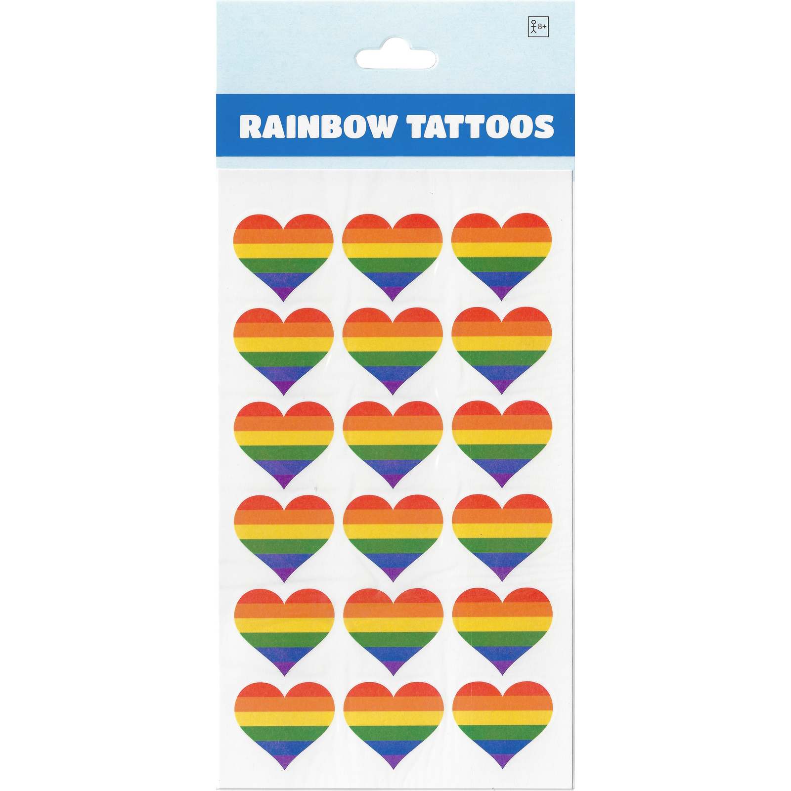 Rainbow Heart Pride Tattoos (Pack of 18)