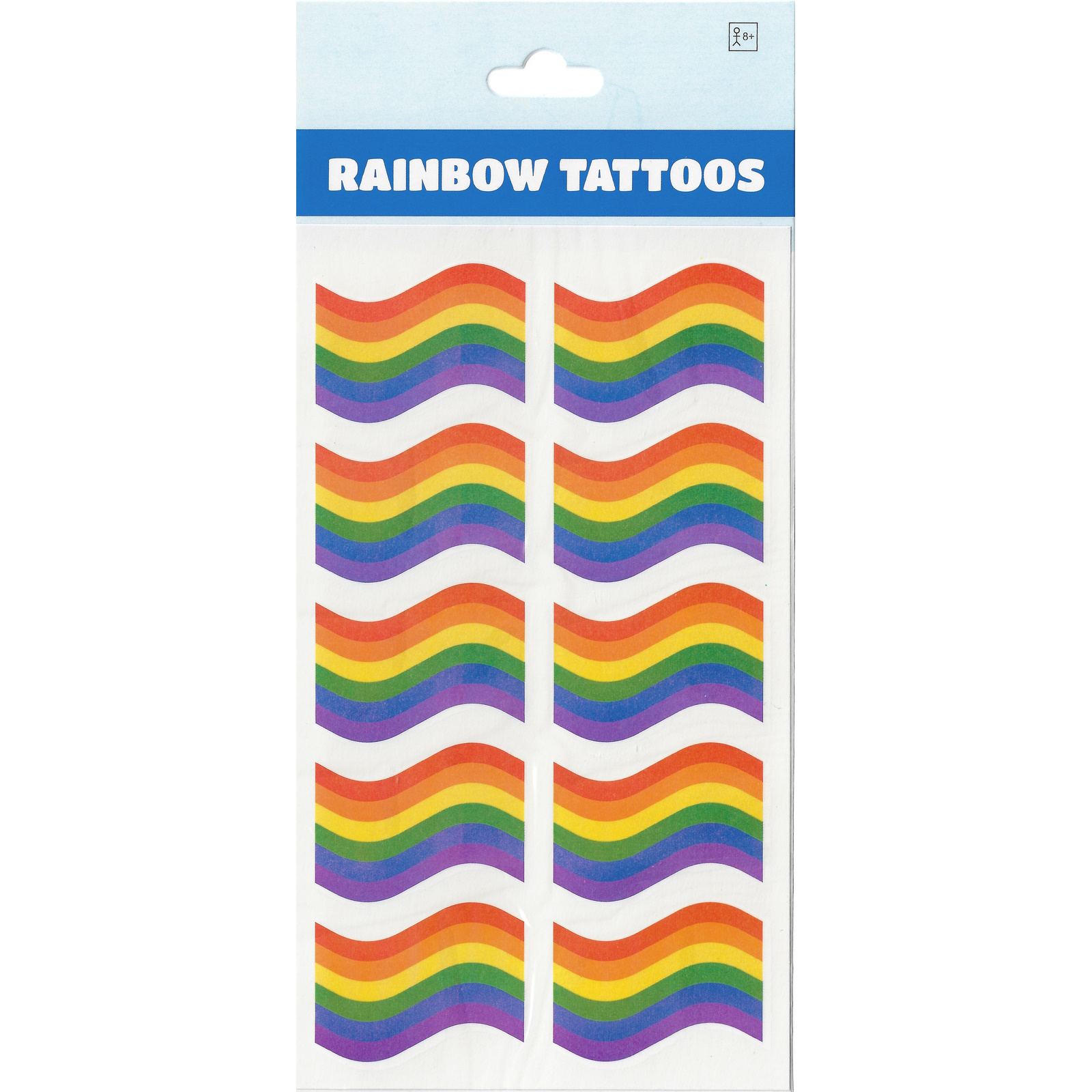 Rainbow Wavy Flag Tattoos (Pack of 12)