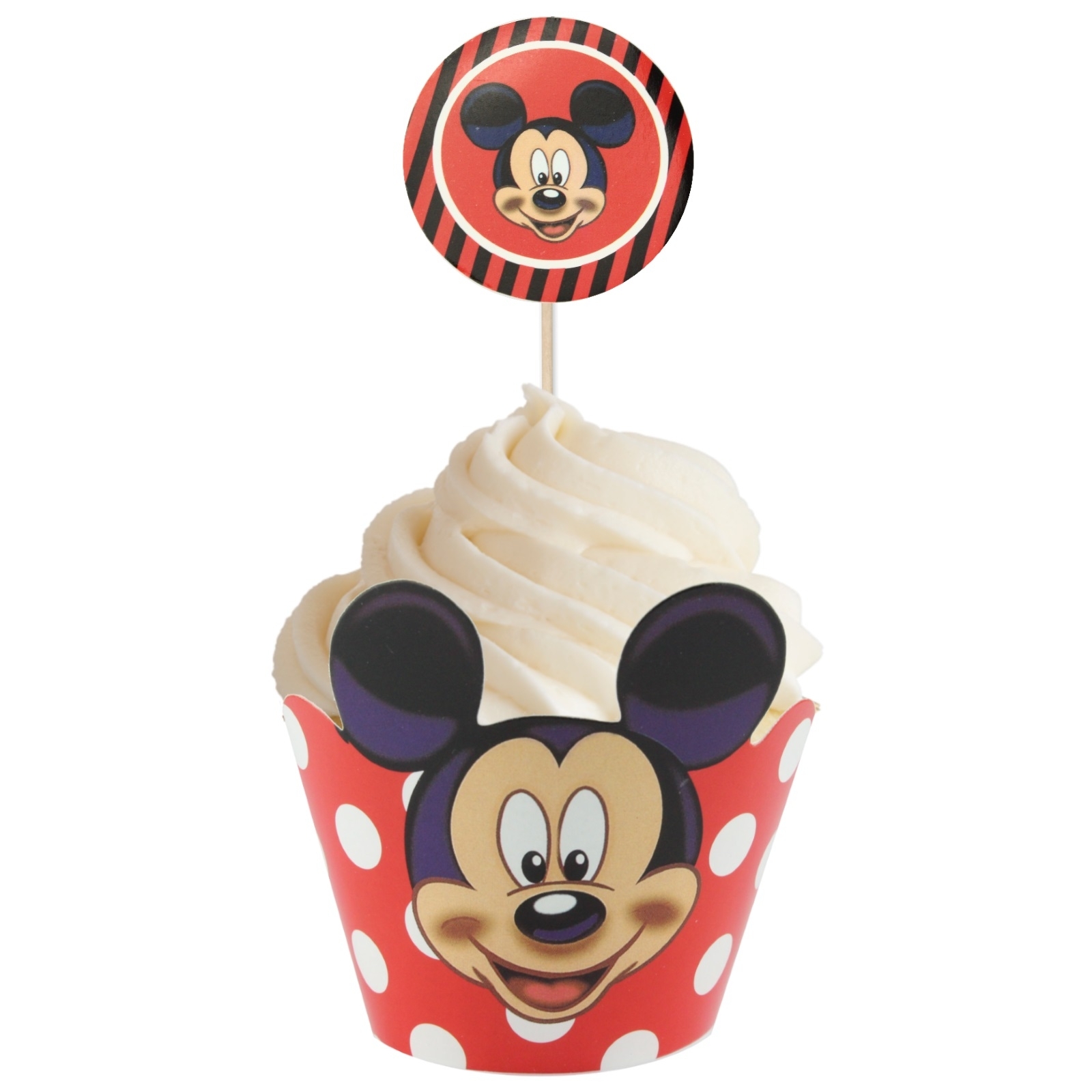 Mickey Mouse Cupcake Wrappers and Toppers (Set of 12)