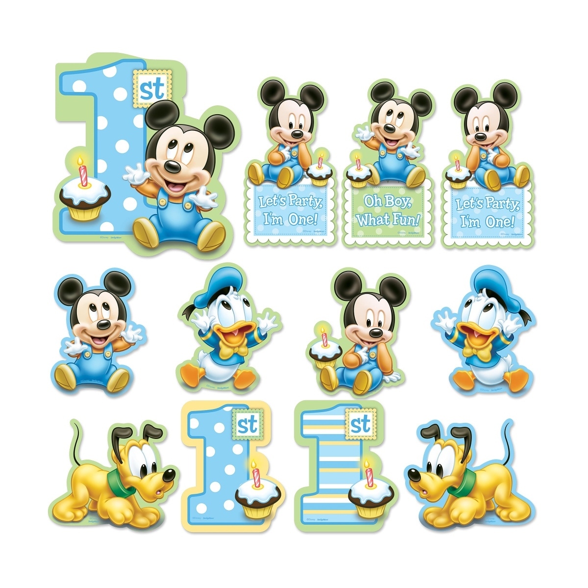 Mickey Mouse 1st Birthday Cutouts (Pack of 12)