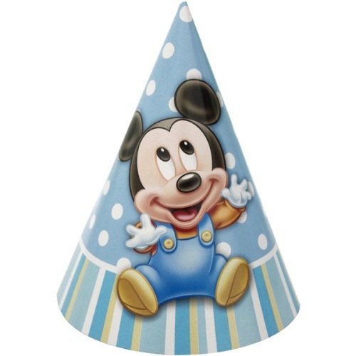 Mickey Mouse 1st Birthday Party Hats (Pack of 8)