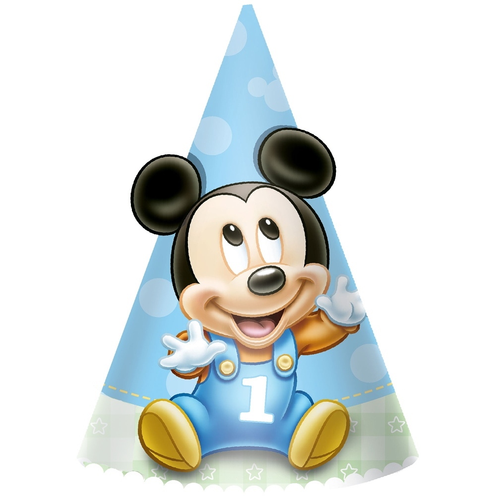 Mickey Mouse 1st Birthday Party Hats (Pack of 8)