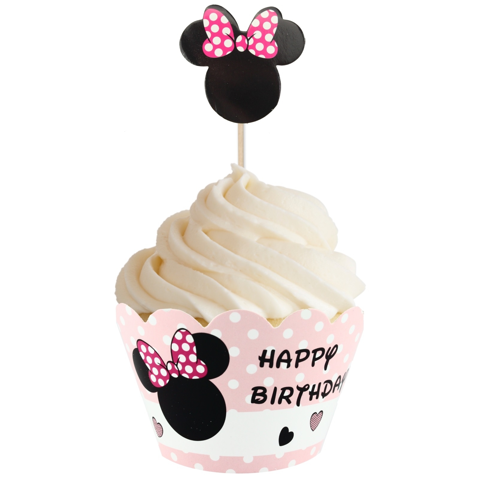 Minnie Mouse Cupcake Wrappers and Toppers (Set of 12)