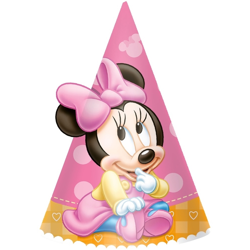 Minnie Mouse 1st Birthday Party Hats (Pack of 8)