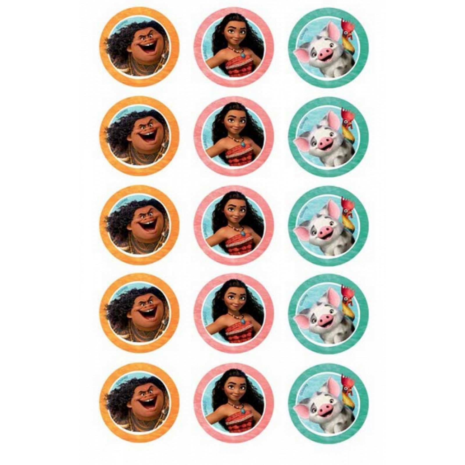 Moana Edible Cupcake Decorations (Pack of 15)