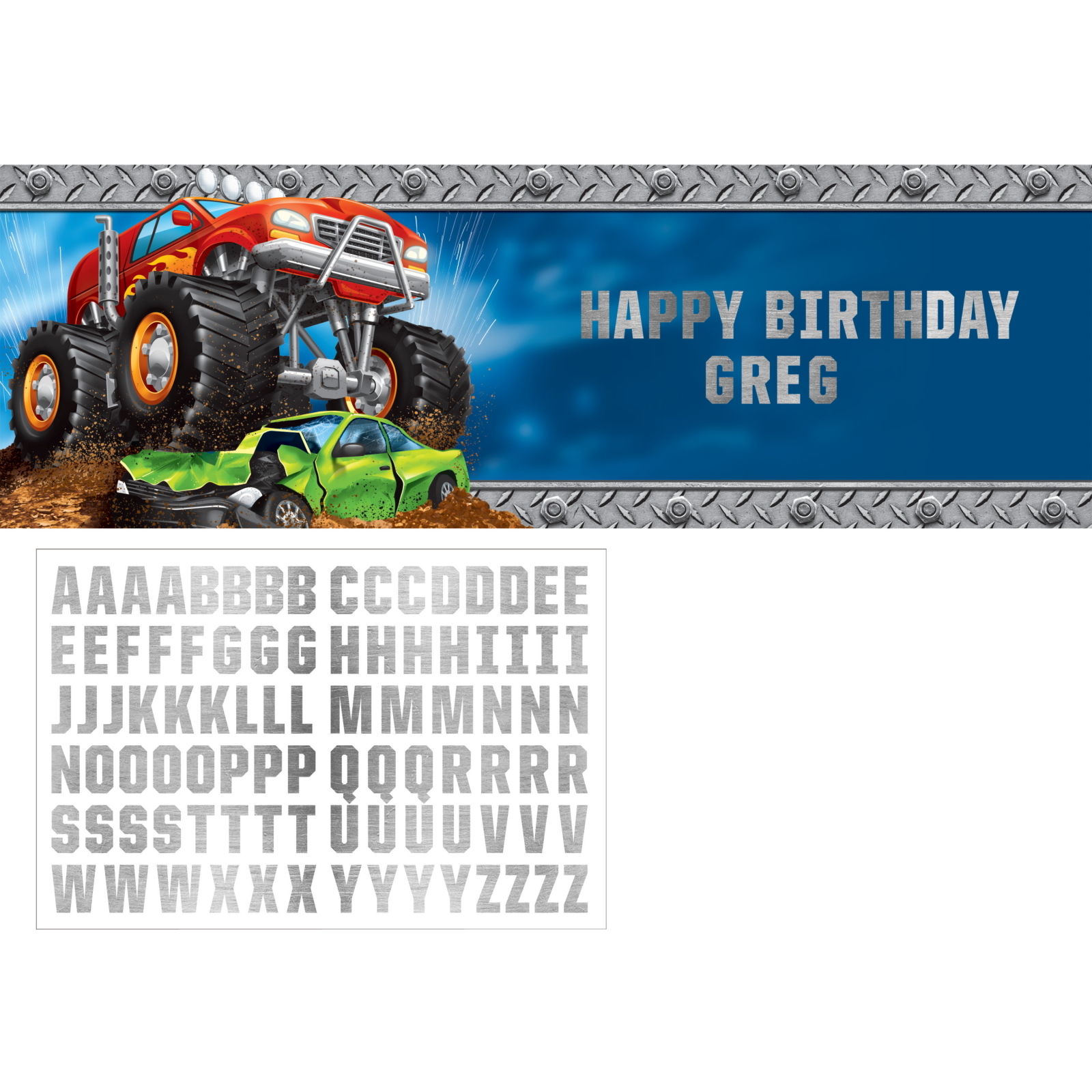 Monster Truck Rally Giant Personalised Banner