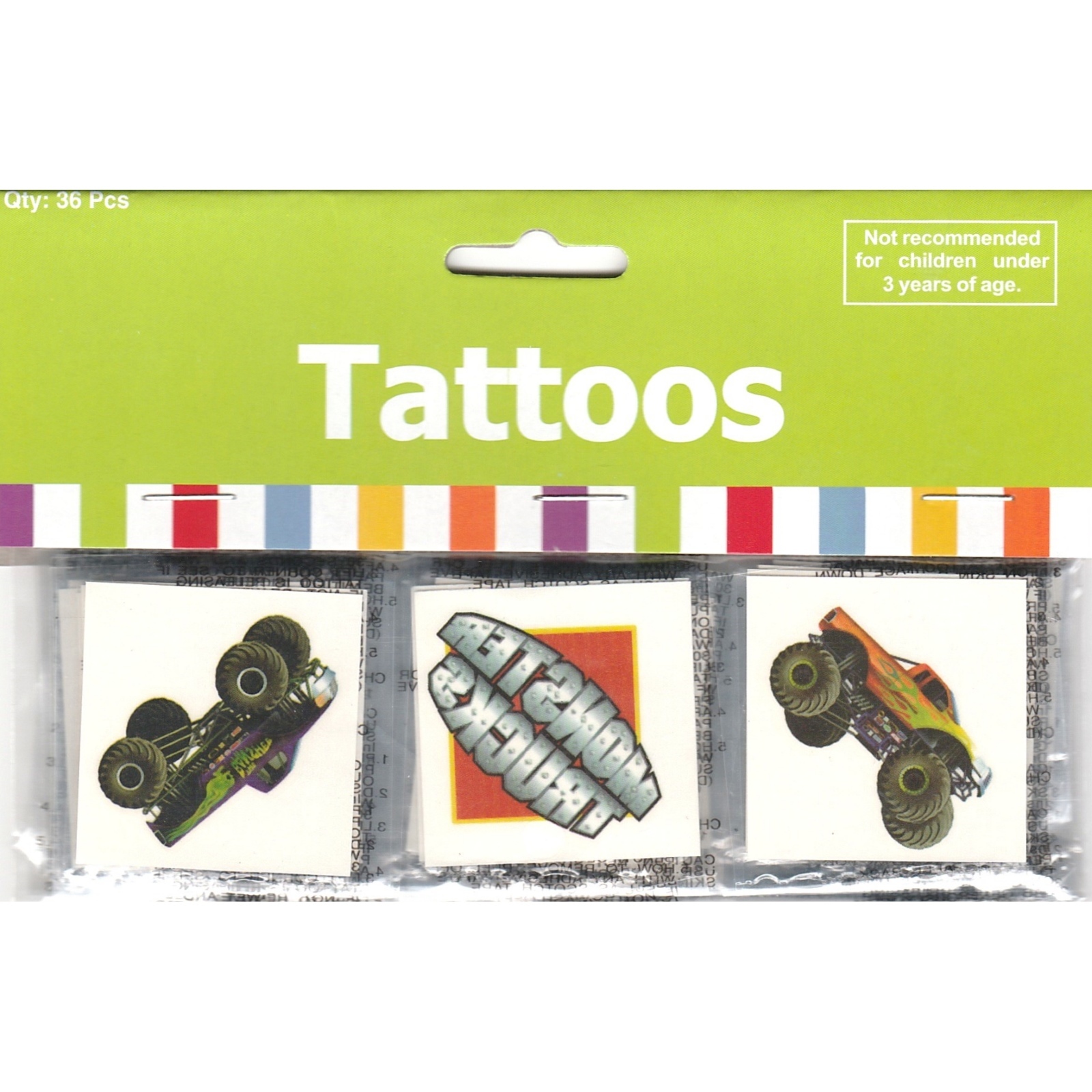 Monster Trucks Tattoos (Pack of 36)