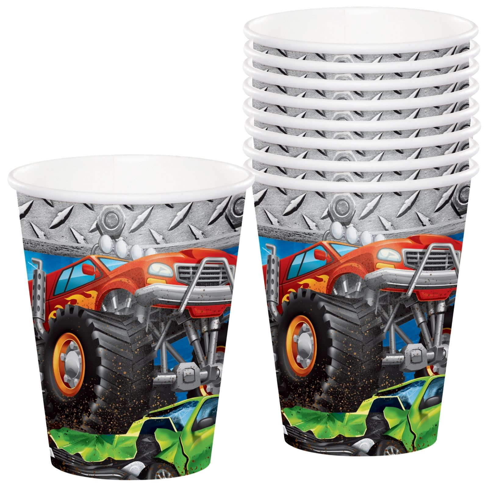 Monster Truck Rally Paper Cups (Pack of 8)