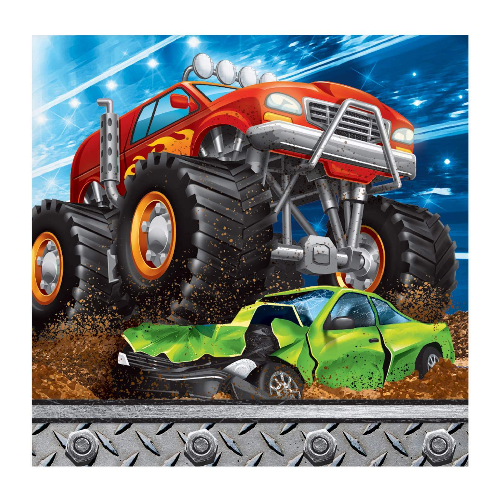 Monster Truck Rally Small Napkins / Serviettes (Pack of 16)