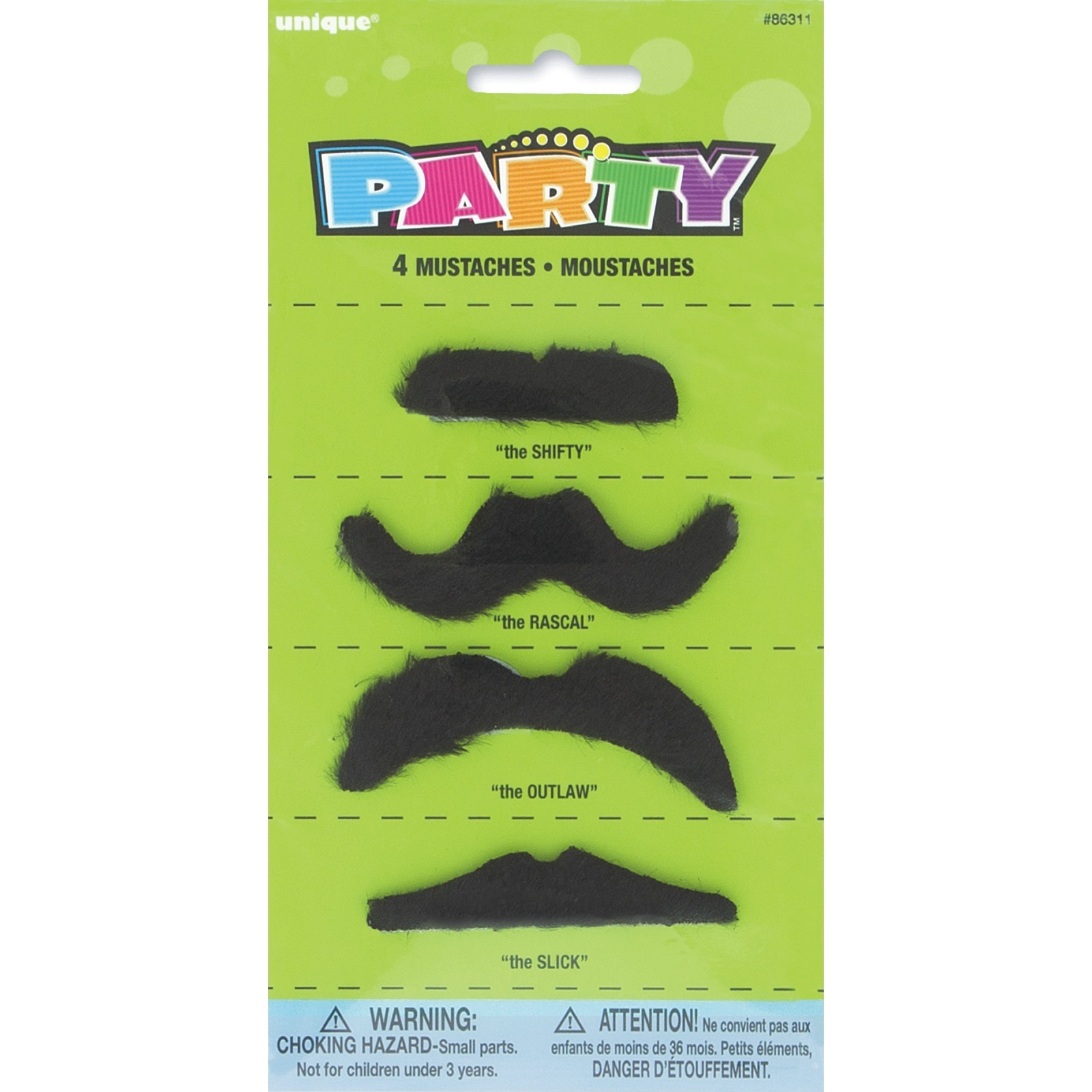 Stick on Moustaches (Pack of 4)