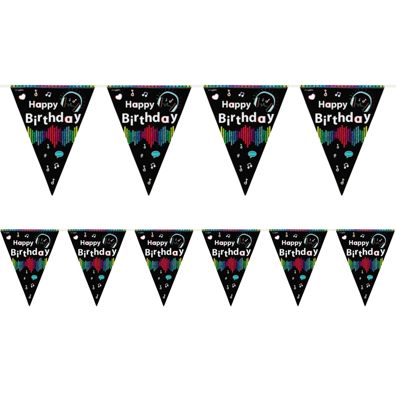 Music Media Happy Birthday Holographic Flag Banner