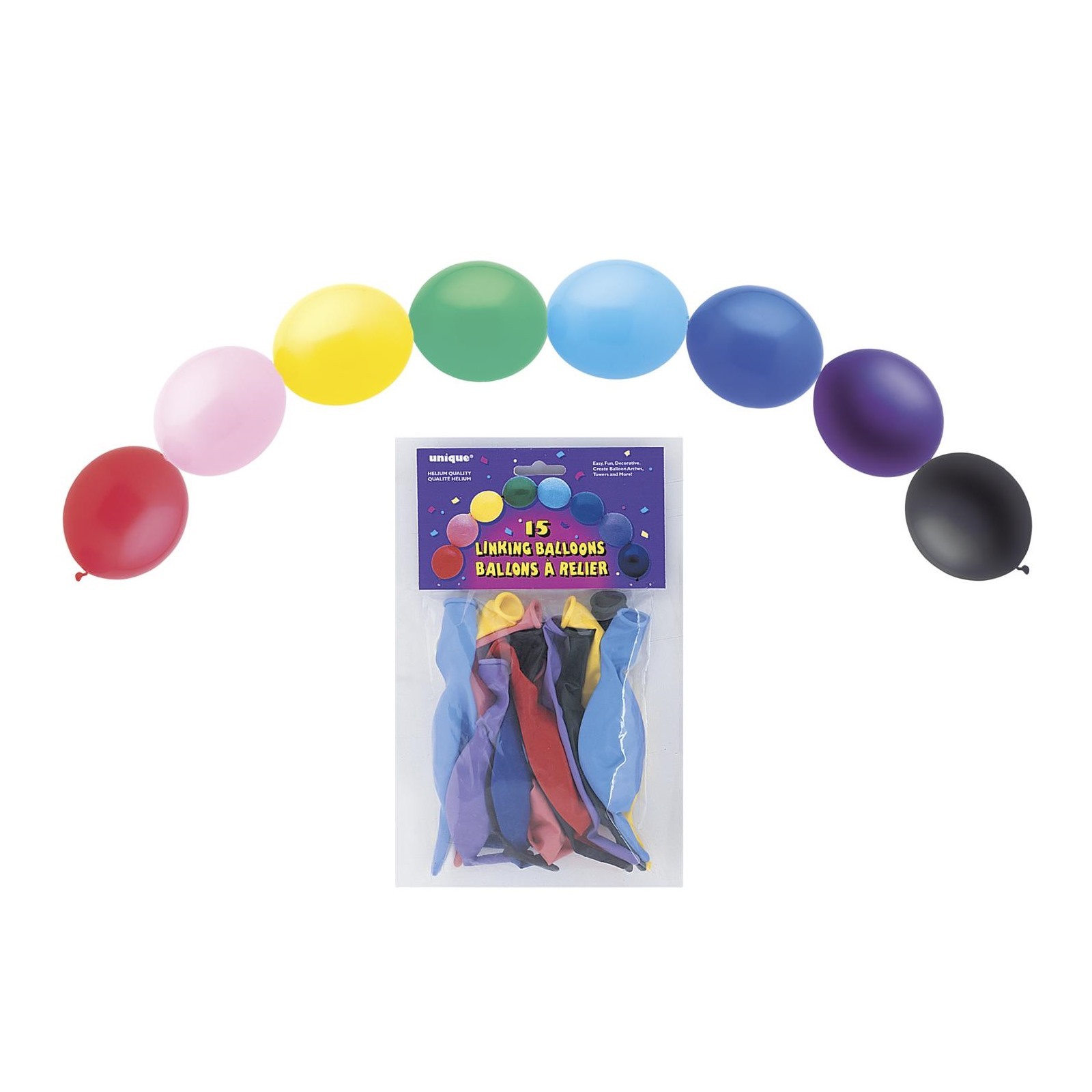 Linking Balloons Assorted Colours (Pack of 15)