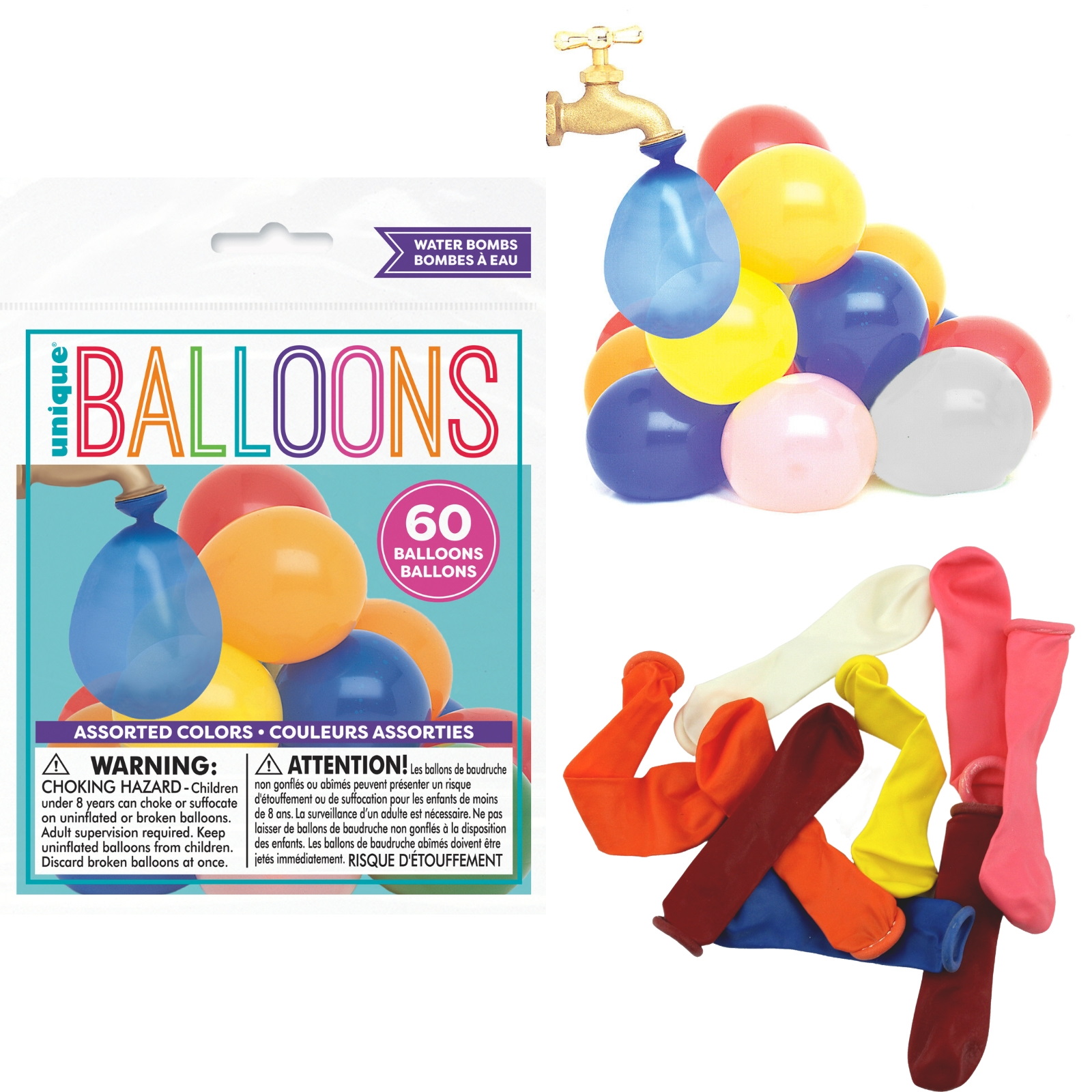 Assorted Colour Water Bomb Balloons (Pack of 60)