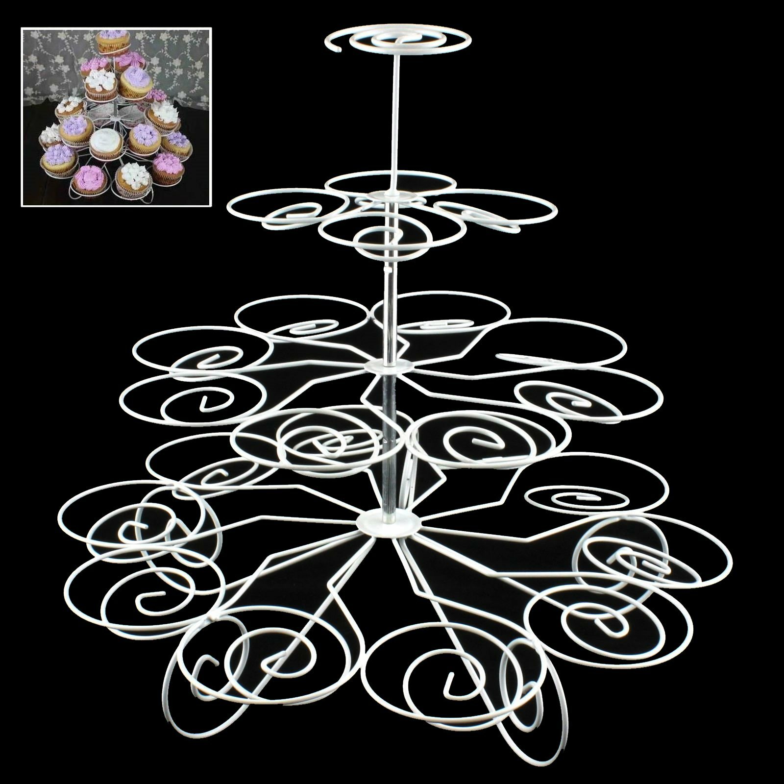 White Metal Wire 4 Tier Cupcake Stand