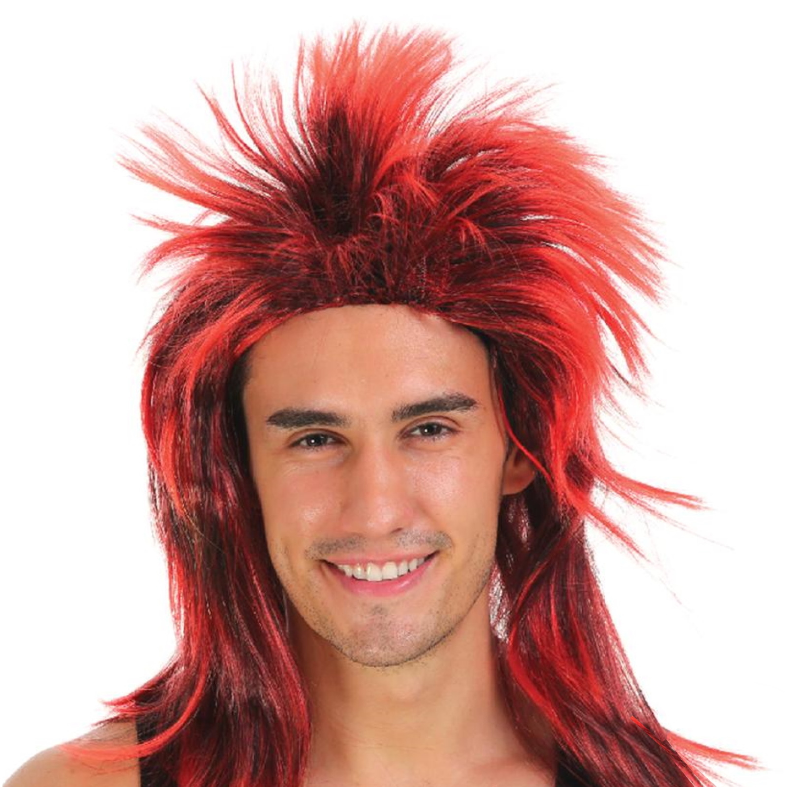 Red and Black Spiky Punk Rock Wig