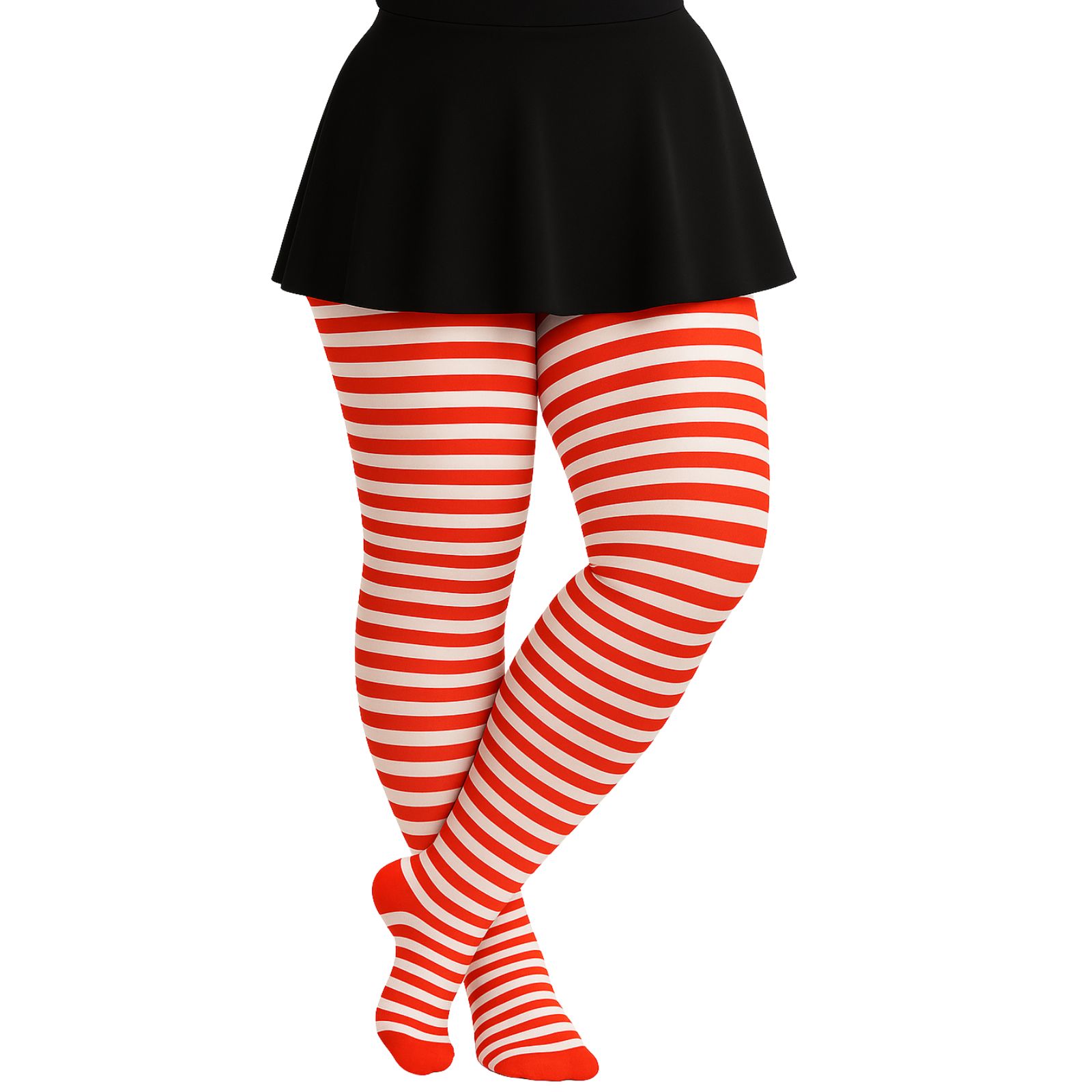 Striped White and Red Plus Size Adult Stockings