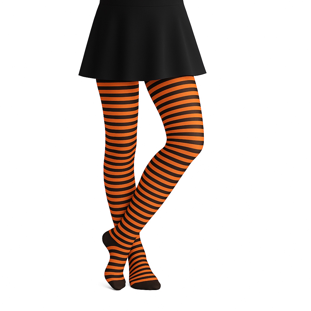 Striped Black and Orange Adult Stockings